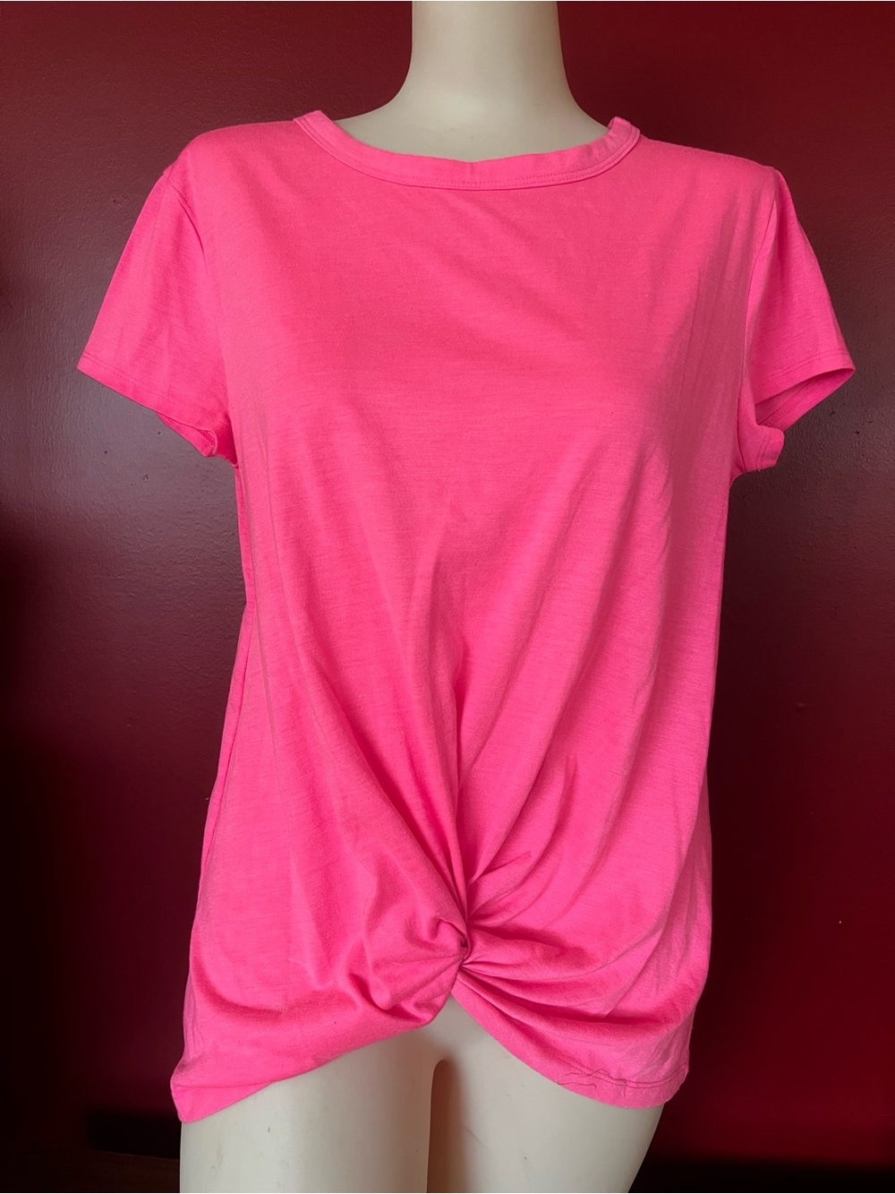 Like new Bobbi Brooks Pink Twist-Front Short Sleeve Top